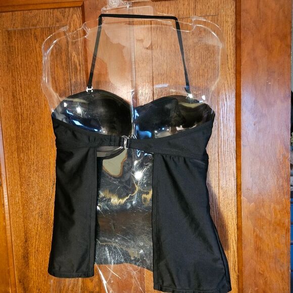 SO Black Ruffle Eyelet Tankini Bathing Suit Top – Women's Medium - Picture 3 of 7